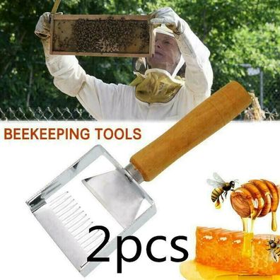 2pcs Edelstahl-Bee Hive Entdeckelt Honig Gabel Schaufel Imkerei Imker Honiggabel