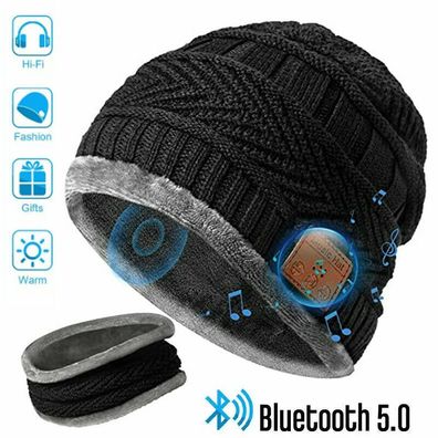 USB Bluetooth Beanie Hut Kopfhörer Muetze Strickmuetze mit Einstellbar