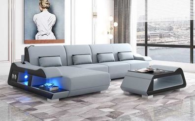 Ecksofa L Form Ledersofa Couch Sofa Blau Luxus Moderne Eckgarnitur Couchen