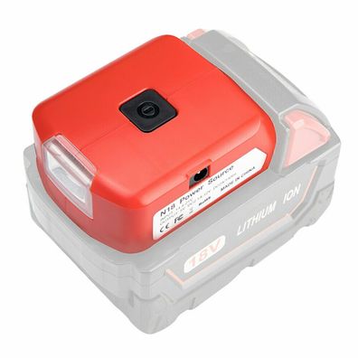 Batterieadapter Akkuadapter LED USB Ladegerät Power Source fur Milwaukee 18V M18
