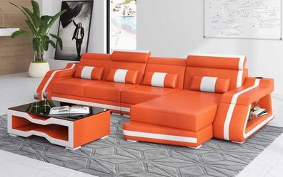 Couch Ecksofa L Form Liege Orange Modern Ledersofa Kunstleder Sofa Couchen