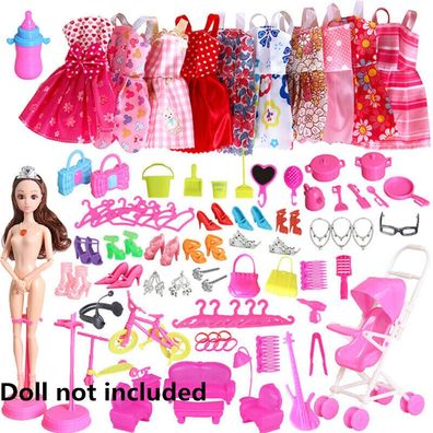 85 Stueck Artikel fur Barbie-Puppen Kleider Schuhe Schmuck Kleidung Set Zubehör.