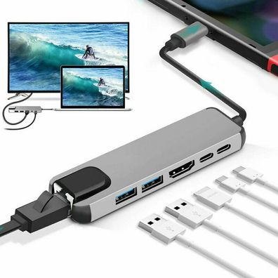 USB-C Expander USB 3.1 Typ-C Hub 4K HDMI RJ45 Gigabit Ethernet For Laptop PC