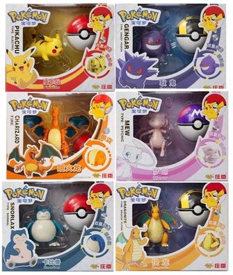 6 Brandneue Pokemon-Figuren mit passendem Pokéball - Lieferung aus Deutschland!
