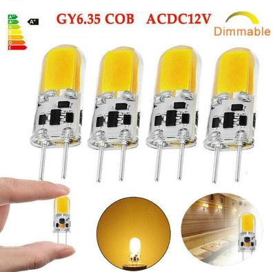 4er COB GY6.35 2W LED Gluehbirne Dimmbar Stiftsockel Warmweiß LD880 ACDC12V DHL