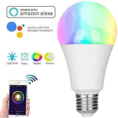 Wifi Smart LED Gluehbirne Licht Lampe Birne fur Alexa Google Home App E27 RGB + CW