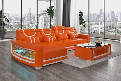 Couch Ecksofa L Form Liege Orange Modern Ledersofa Sofas Sofa Couchen