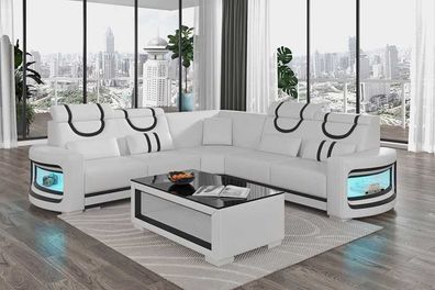 Ecksofa Luxus Eckgarnitur Ledersofa L Form Weiß Couch Sofa Design Neu
