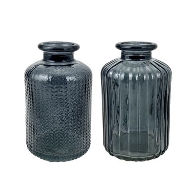 Mini Vase Mara aus Glas in Dunkelgrau/ Schwarz 5,5x10cm
