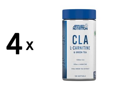 4 x Applied Nutrition CLA L-Carnitine and Green Tea (100 Softgels) Unflavoured