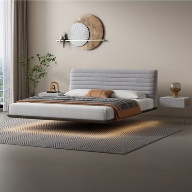 Graues Wandbett Designer Schlafzimmer LED-Betten Moderne Doppelbetten