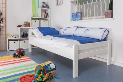 Kinderbett / Jugendbett "Easy Premium Line" K1/2n, Buche Vollholz massiv weiß la