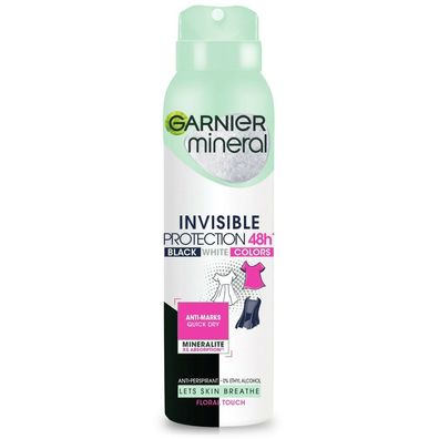 Garnier Mineral Deod Spray 48h Floral Touch - Schwarz, Weiß, 150ml