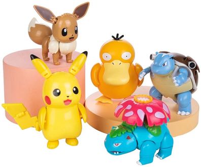 Pokemon-Figuren mit Pokéball - Spiel Figur: Evoli, Pikachu, Enton, Turtok, Bisaflor