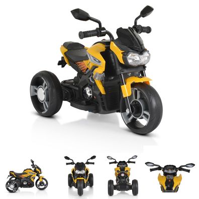 B-Ware Moni Kinder Elektromotorrad Colombo Scheinwerfer, zwei Motoren, MP3 gelb