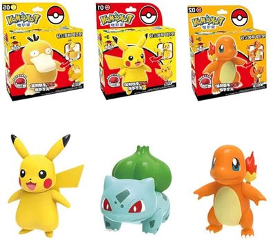 Pokémon Figur mit Pokeball - Pokémon Spiel Figuren: Pikachu, Glumanda, Bisasam