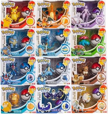 Brandneue Pokemon-Figuren mit passendem Pokéball - Pokeball Set: Bisaflor, Quajutsu