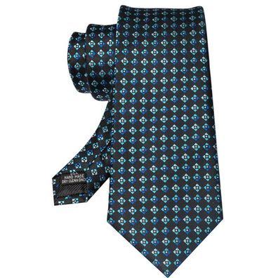 Krawattenset Schwarz Blau für Herren Krawatte, Einstecktuch & Krawattenklammer