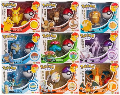 Pokemon Spielzeug Figuren mit Pokéball in Box - 9 Pokemon Figuren: Solgaleo, Garados