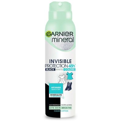 Garnier Mineral Deo Spray Invisible Protection 48h Clean Cotton- 150ml