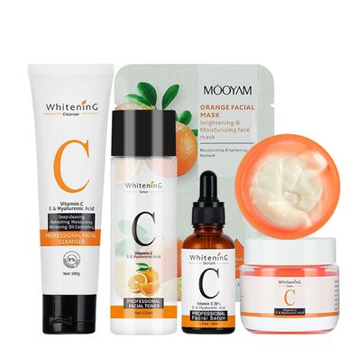 Hautpflege Set für Frauen Vitamin C Pflege 5-teilig für Feuchtigkeit und Glanz