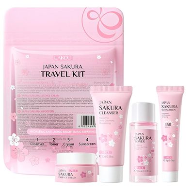Sakura Hautpflege Reiseset 4tlg mit SPF50 Sonnencreme Geschenkset Frauen