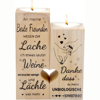 Herz Kerzenhalter Beste freundin geschenke Holz Graviert Geschenk für Frauen 85cm