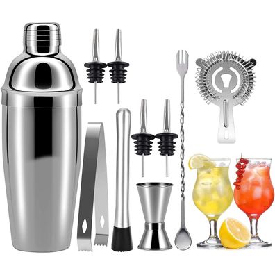 Cocktail Shaker Set 10tlg 750ML Edelstahl Bar Zubehör Profi Kit für Cocktails