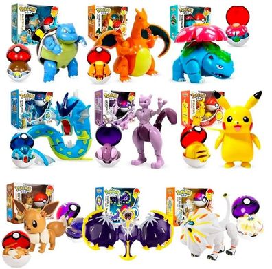 8 Pokemon Spielzeug Figuren mit Pokéball - Pokemon Figuren Sets mit Garados, Glurak