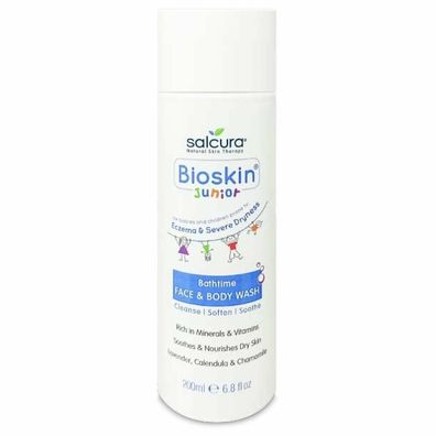 Salcura Natural Skin Therapy, Bioskin Junior Face & Body Wash, Low-Foamy Wash