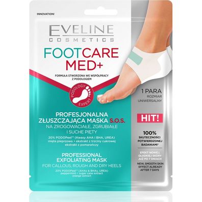 Eveline Foot Care Med+ professionelle Peeling-Fersenmaske S.O.S 1 Paar