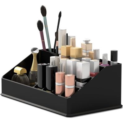 Schwarz Makeup Organizer 1 Lage Kosmetik Aufbewahrungsbox Lippenstift