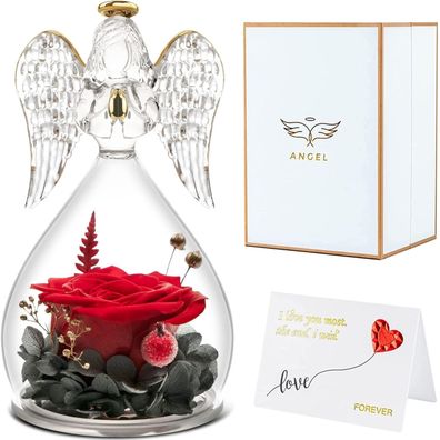 Ewige Rose in Engel Figur geburtstagsgeschenk für frauen Handgefertigt