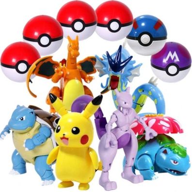 Pokemon Figuren mit Pokéball: Garados, Bisaflor, Turtok, Glurak, Mewtu, Pikachu