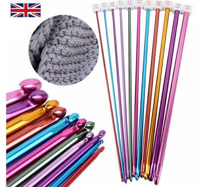 11Pcs Set Long Tunisian Afghan Crochet Hooks Aluminum Knitting Needles 10.6Zoll UK