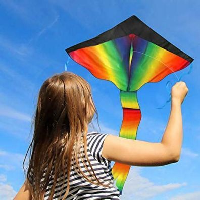 Rainbow Kite 100M Drachenschnur und Spannweite Großer Kinder Drachen 210T Gift *