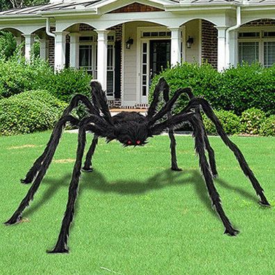 GROSSE Riesen Spinne Tarantula Pluesch Schwarz Halloween Deko Geisterhaus Horror
