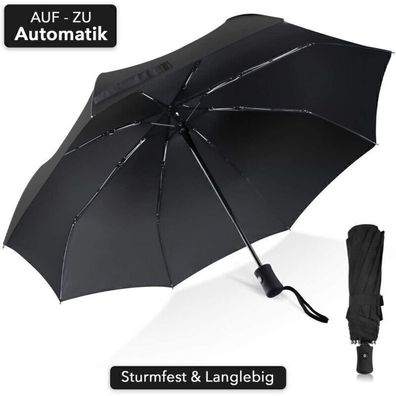 Regenschirm Schwarz Automatik Stabil Sturmsicher Windfest Groß Herren Damen Kind