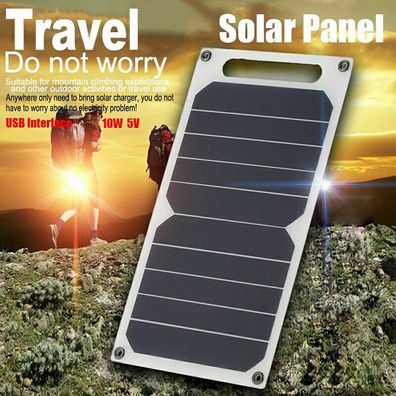 10W 5V Solarpanel Solarmodul Ladegerät USB Powerbank Solar Ladegerät Zusatzakku/