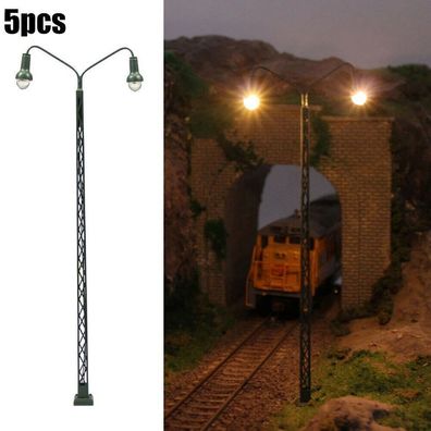5Stk. Modell-Bahnleuchten Gittermastleuchte Spur TT Licht Modellbau Layout Lampe