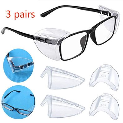 3-Paare Seitenschutz fur Brillen aus Kunststoff-Glas-Schutzbrillen-Seitenschild