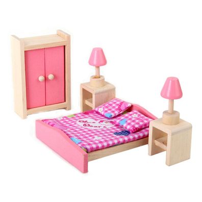 Puppenhaus Handgefertigte Miniaturmöbel Holz Schlafzimmer Set Kinder Geschenke