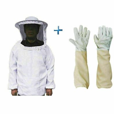 Beekeepers Schutzanzug Imkerjacke + Hut Schleier ImkerJacke Imkerei Handschuhe^