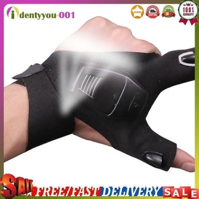 Fingerlose Handschuhe mit Licht fur dunkle Orte, LED-Taschenlampe, Camping-