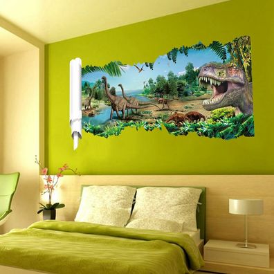 Wandtattoo Wandbild Wandaufkleber Kinderzimmer Dinosaurier Landschaft 3D