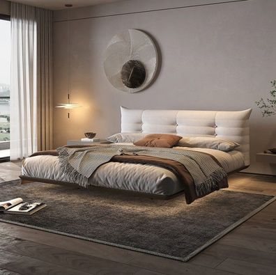 Weißes Schlafzimmer Bett Designer Wandbett LED-Betten Holzgestell Möbel