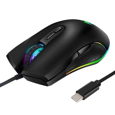 USB C Maus Typ C Ergonomische Kabelgebundene Maus RGB Gaming Maus Optische