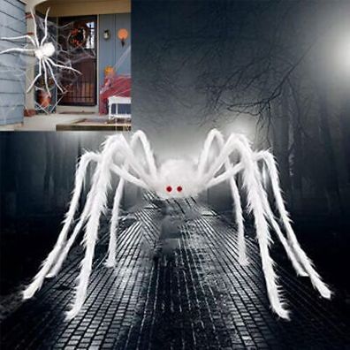 Groß Riesen Spinne Tarantula Pluesch Halloween Deko Geisterhaus Horror 150CM weiß