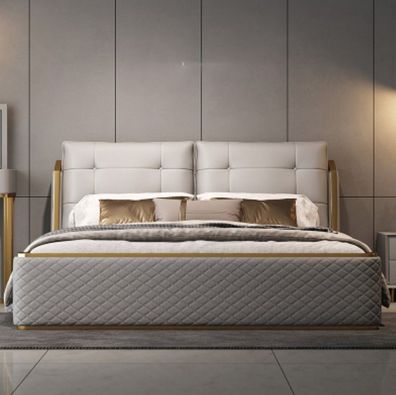 Designer Weißes Schlafzimmer Bett Luxus Doppelbetten Holzgestell Modern