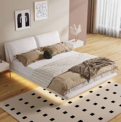Weißes Schlafzimmer Bett Designer Textilbetten Luxus Holz Doppelbetten